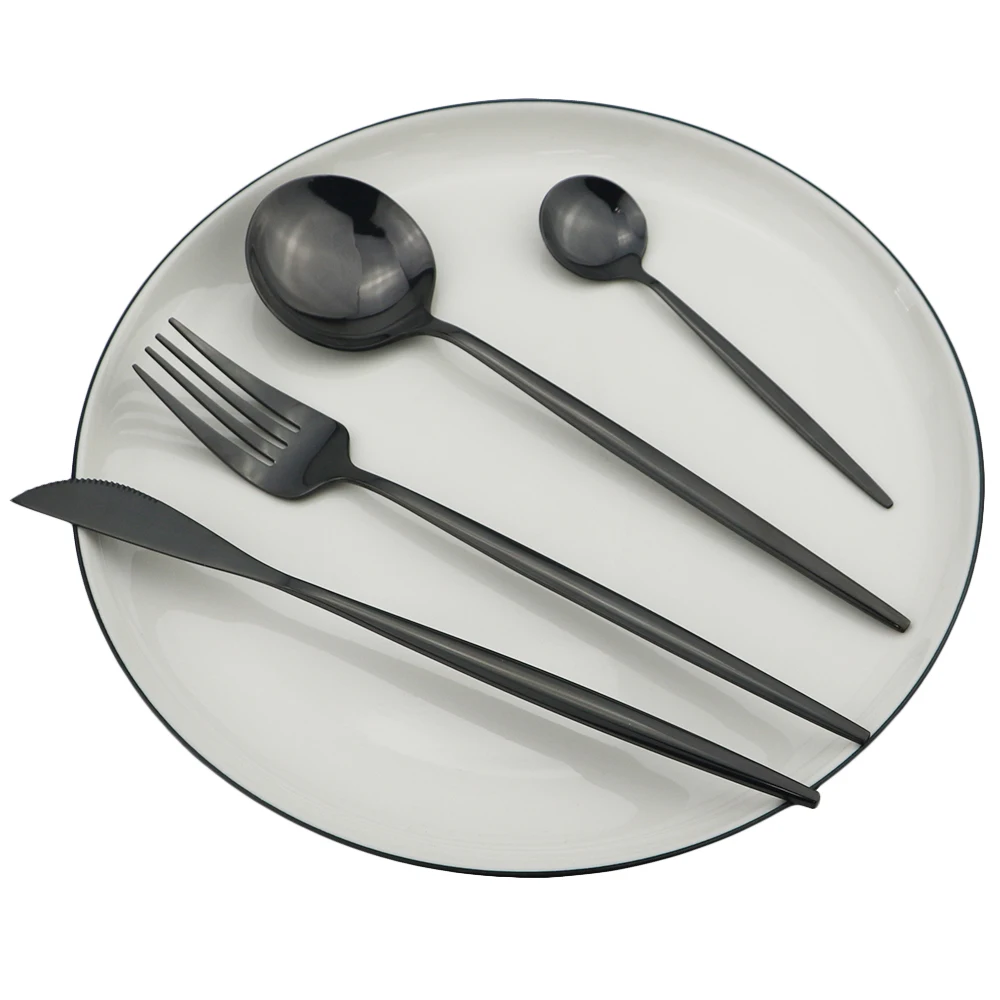 32Pcs Black 32 шт. столовый сервиз черного и золотого цвета набор столовых приборов 18/10 Нержавеющая сталь нож, вилки и ложки набор посуды Кухня столовые приборы посуда набор - Цвет: 32Pcs Black
