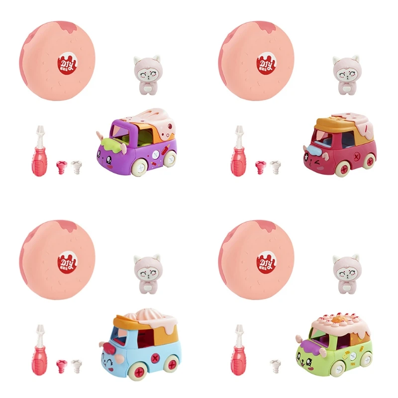 

1 Set Disassemble Block Model Toy Car DIY Montessori Gift Interactive Educational Toy with Screwdriver Children’s Shoulder Bag