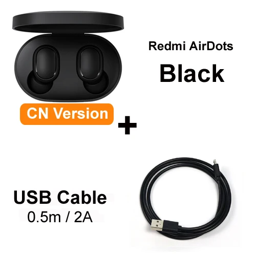 Inlock Xiaomi Redmi Airdots Xiaomi Беспроводные Наушники управление голосом Bluetooth 5,0 контроль шумоподавления - Цвет: CN add USB Cable