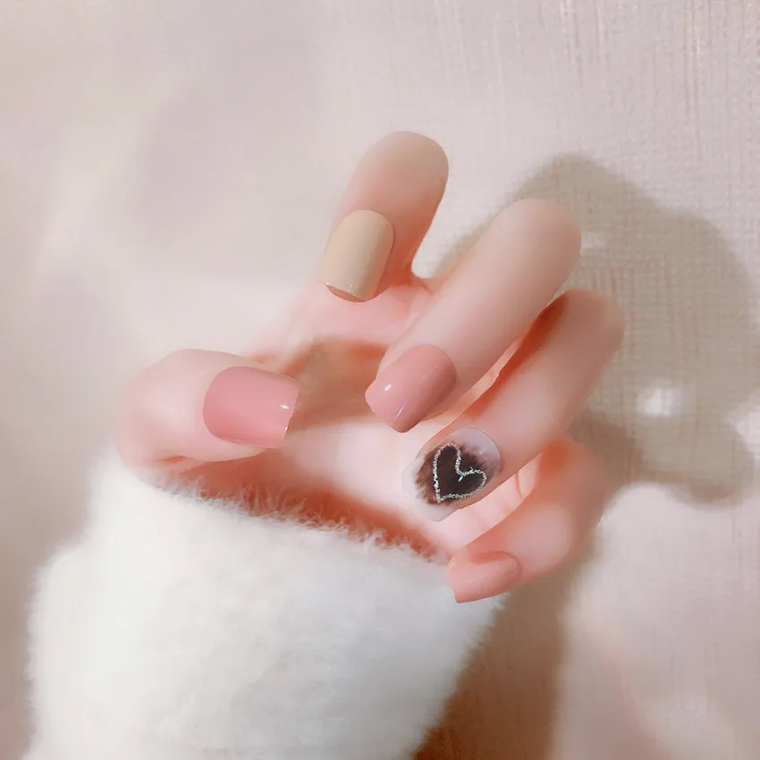 24 шт./компл. Нежные милые женские Модные Акриловые розовые накладные ногти для