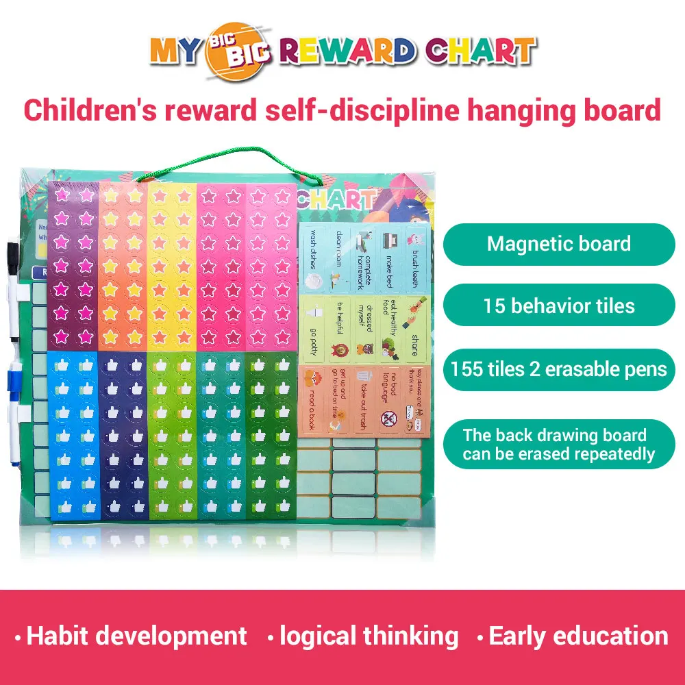 

baby Magnetic Reward Activity table Good behavior habits Behavior Star Reward Chart early education toys schedule Hanging board