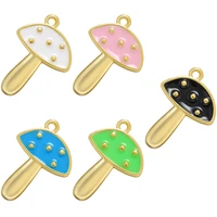 zhukou gold color cute mushroom enamel pendant handmade earrings necklace jewelry charms supplies accessories wholesale vd1006