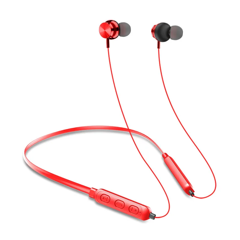 LDYZS, новинка, Bluetooth 5,0, наушники с креплением на шею, стерео, с подвеской на шею, магнитная, беспроводная, Спортивная, с длительным временем ожидания, съемная, TF карта, гарнитура - Цвет: Красный