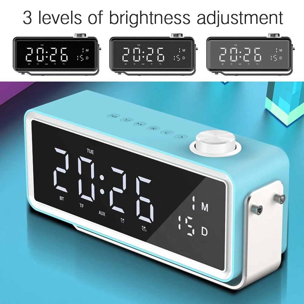 

New Multifunction Alarm Clock Bluetooth Speaker With FM Radio LED Wireless Subwoofer Music Player Table Clock for Office Home