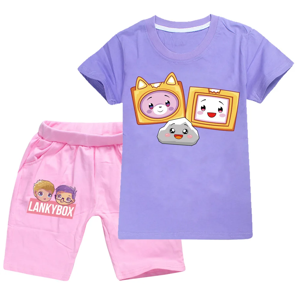 Toddler 3D Print Girl Clothes Lankybox Cotton Kids Clothing Wholesale Child Tshirt Pants Suit Designer Clothes Boy Outfit