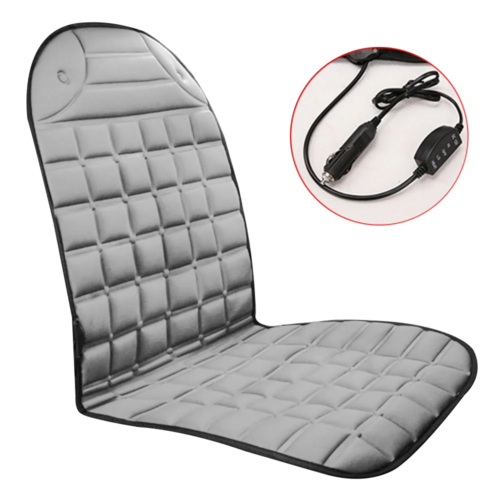 

12V Heating Car Seat Cushion Knitted Fiber Heated Winter Car Seat Black/Grey Adjustable Temperature 30-65 for Car/Home/Office