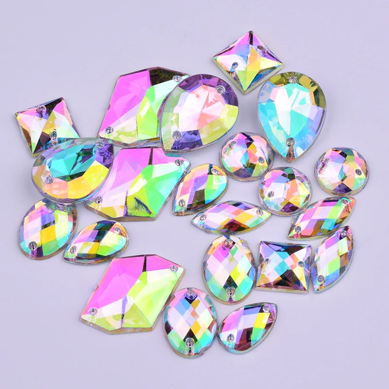 JUNAO 100 шт. кристалл AB случайный разный размер Пришивание стразы аппликация