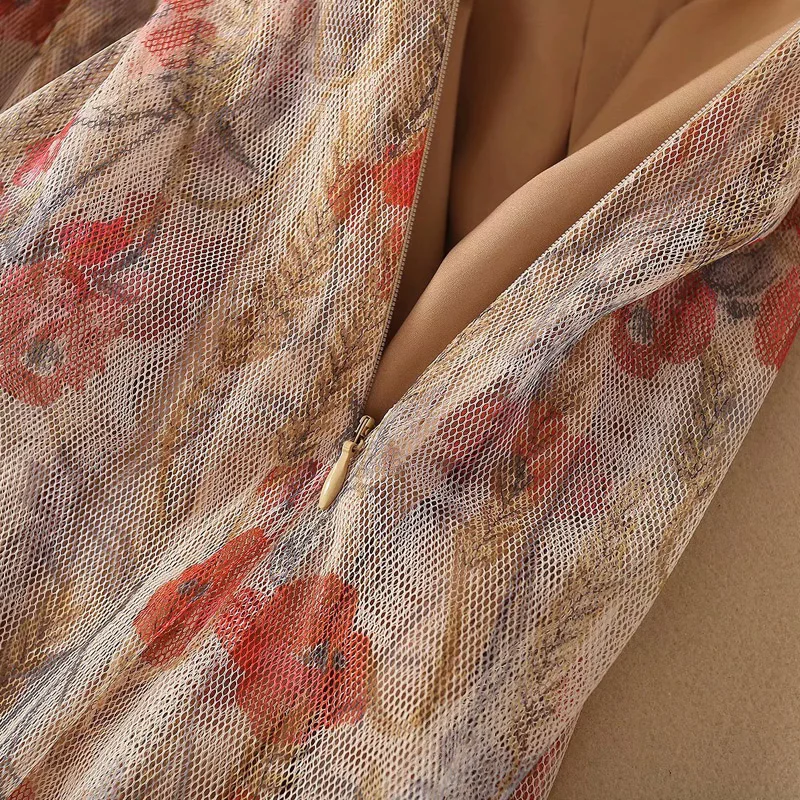 

Long Dress Runway 2021 Summer New Women'S Fashion Party Casual Vintage Elegant Short Sleeve Printed Belt Slim Mesh Dresses