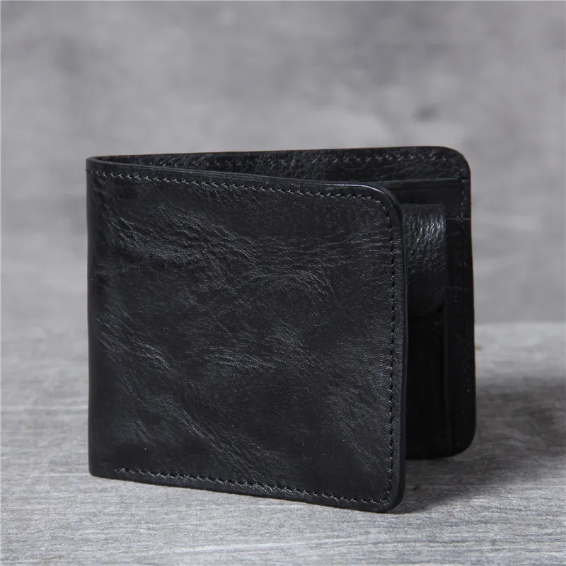 Luxury high-quality genuine leather men women's small wallets fashion vintage cowhide thin short black teens card holder purse | Багаж и