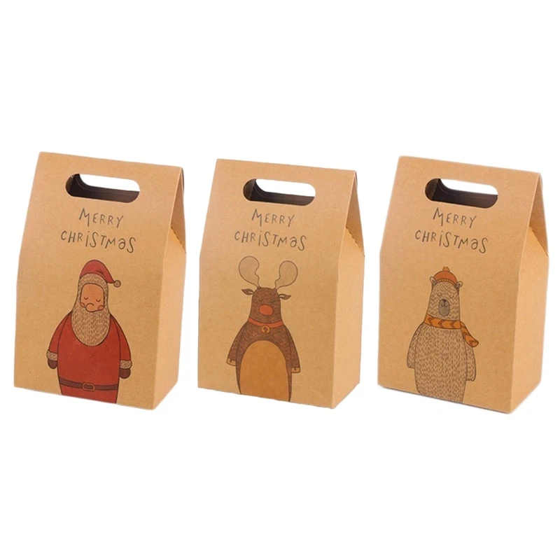 New Creative Christmas Box Craft Paper Concise Brown Kraft Bag Santa Claus Gift Packaging Supplies | Дом и сад