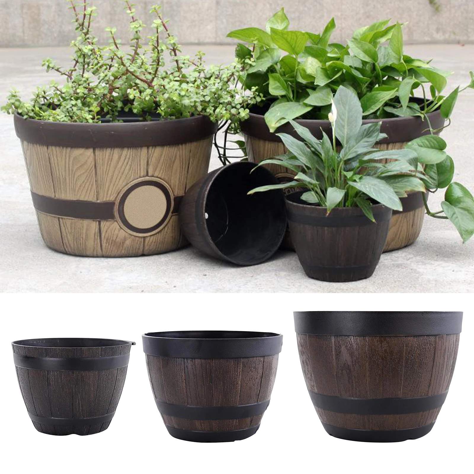 Бочка из смолы горшок для помещений Outdoor большой цветочный садовые декоративные