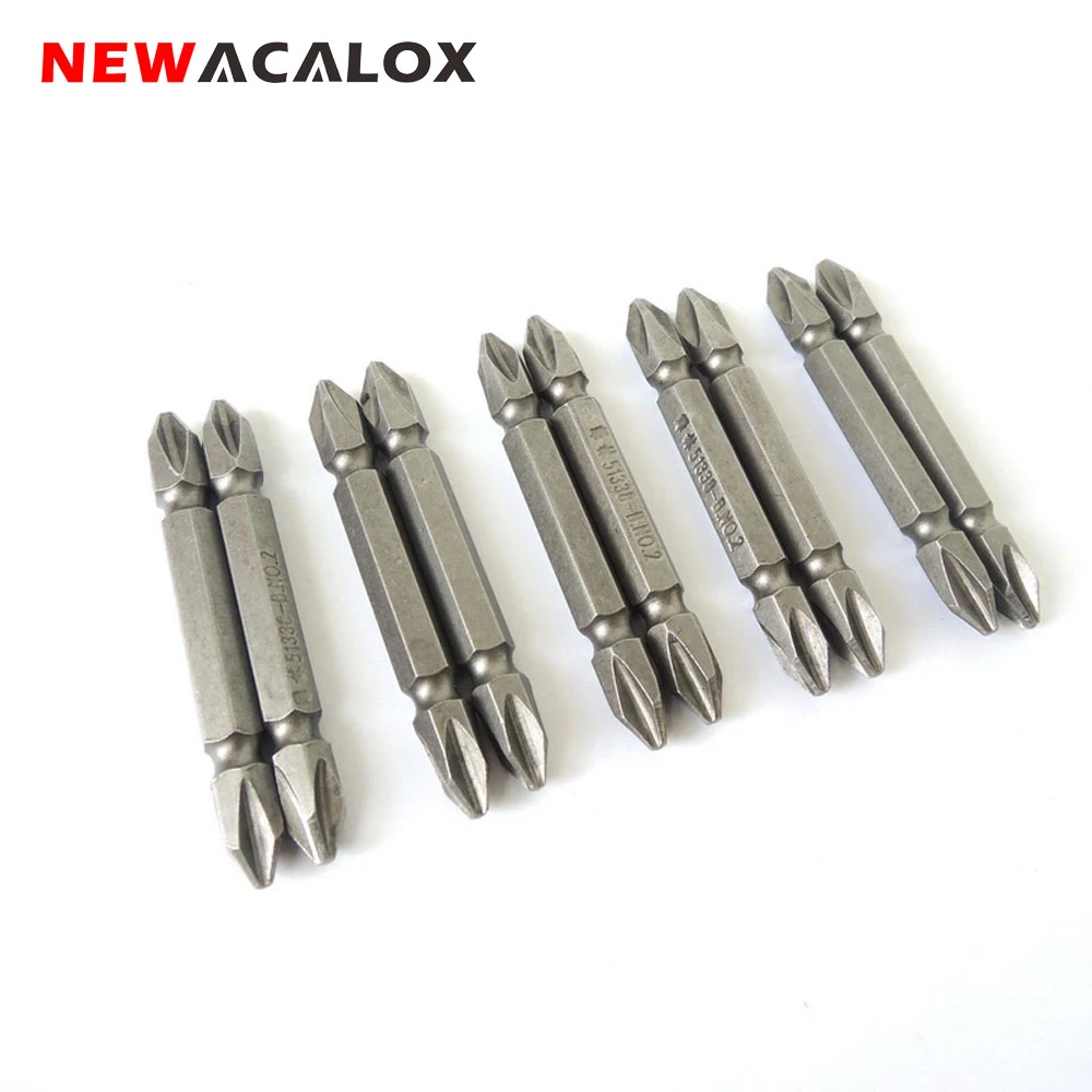 NEWACALOX 10 шт. 60 мм PH2 набор магнитных отверток с шестигранным хвостовиком двойная