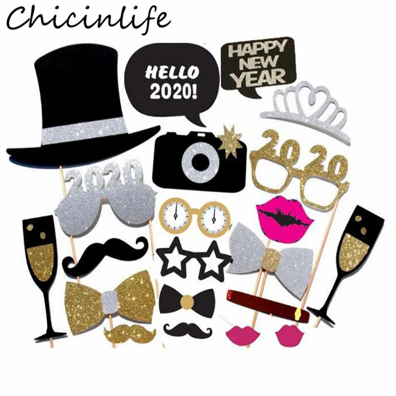 Chicinlife 20 шт. веселый новый год 2020 реквизит для фотостудии со шляпой очками усы