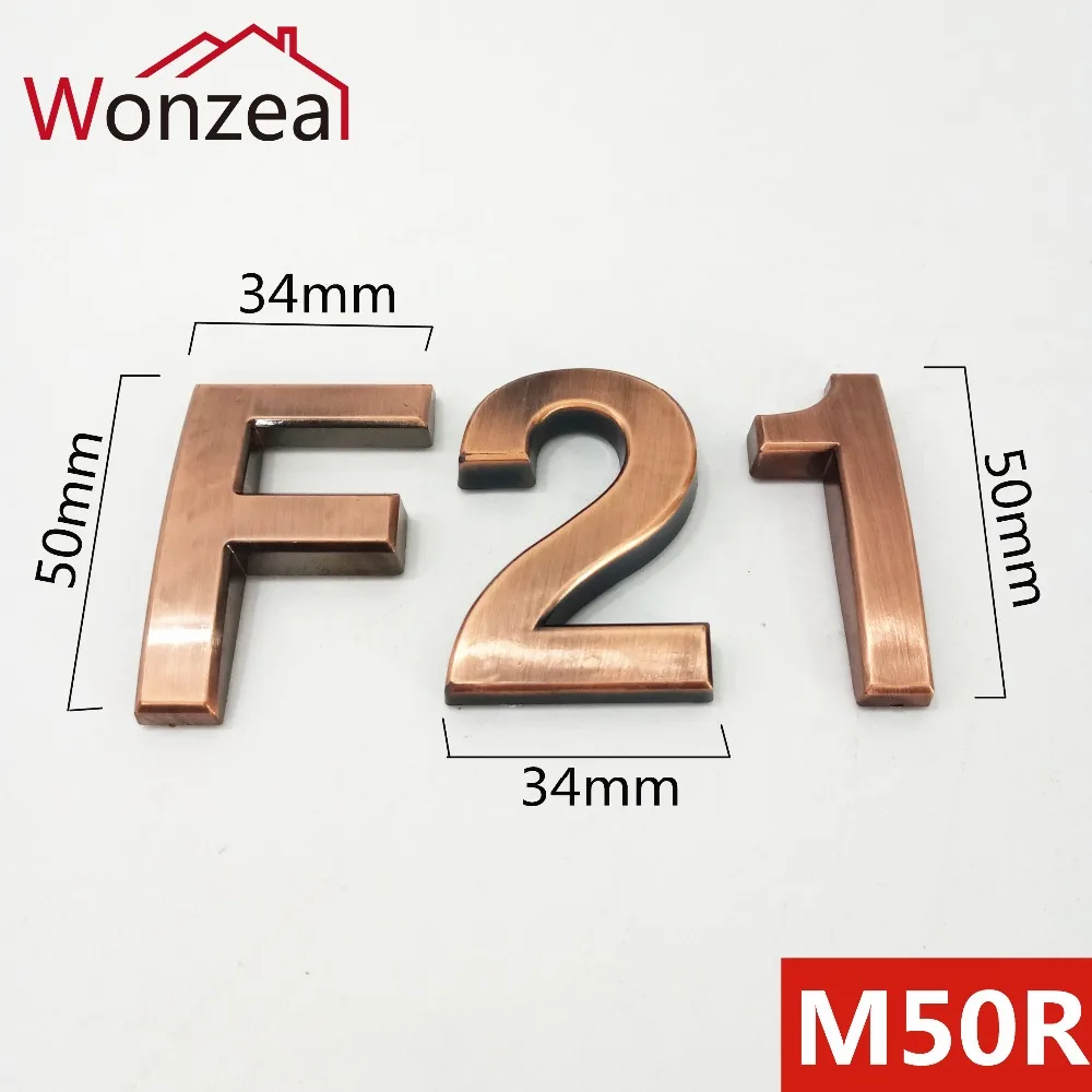 50 мм 0123456789A-Z Wonzeal современный бронзовый цвет табличка номер дома двери отеля адрес стикер с цифрами табличка знак ABS пластик
