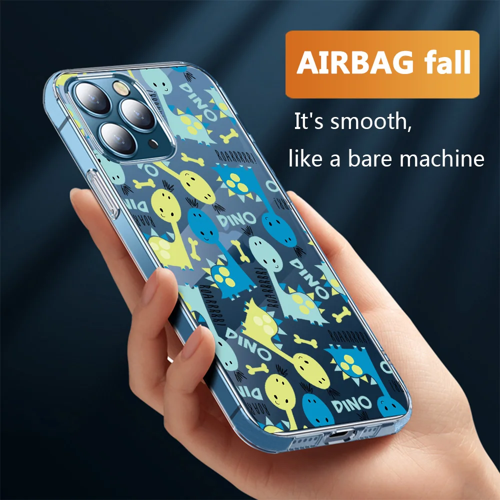 

Cute Dinosaurt Cover for iPhone 12 Pro Max Case For iPhone 11 Pro Max XR X XS Max SE 2020 7 8 6 6S Plus TPU Phone Cases Funda