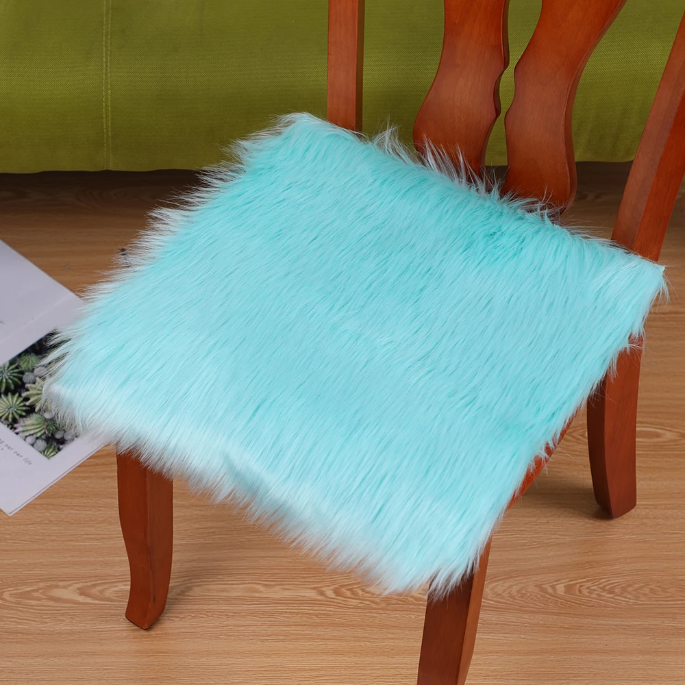 Квадратный Чехол для стула из овчины с искусственным мехом подушка сиденья