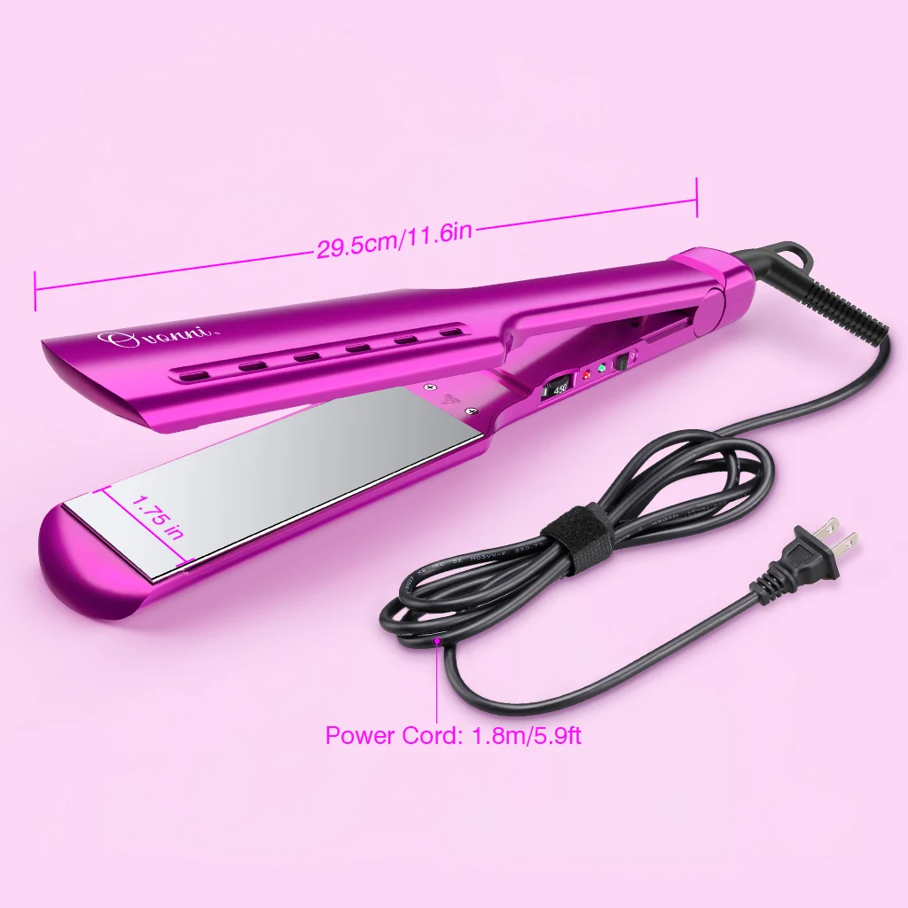 Pink UK Plug Ovonni нано титановый выпрямитель для волос 150-230 градусов Цельсия регулируемая температура 100-240 В двойное напряжение 1,75 дюйма Ширина - Цвет: Pink UK Plug