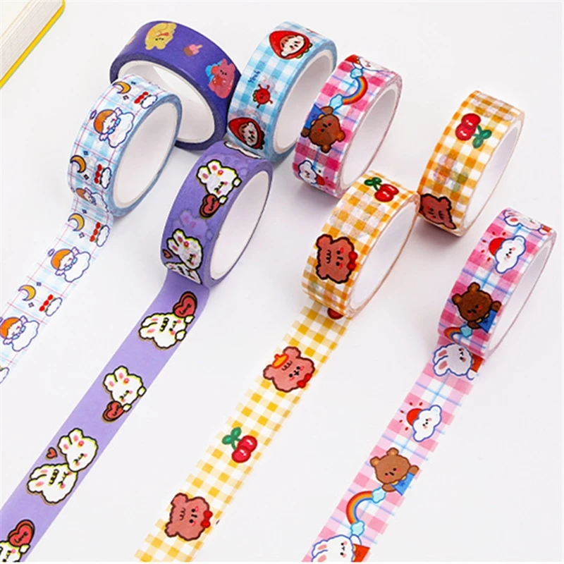 

1.5cm x 5m Cute Bear bunny Kawaii Washi Tape Set Japanese Paper Masking Tape Tapes Stickers Decor Stationery Tape Scrapbooking