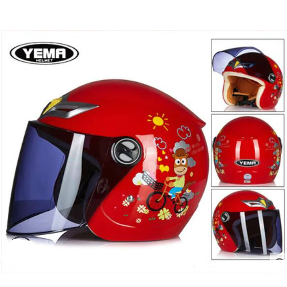 

2019 New safety protection children Motorcycle helmets YEMA baby child Motorbike Helmet made of ABS black gray PC Lens visor