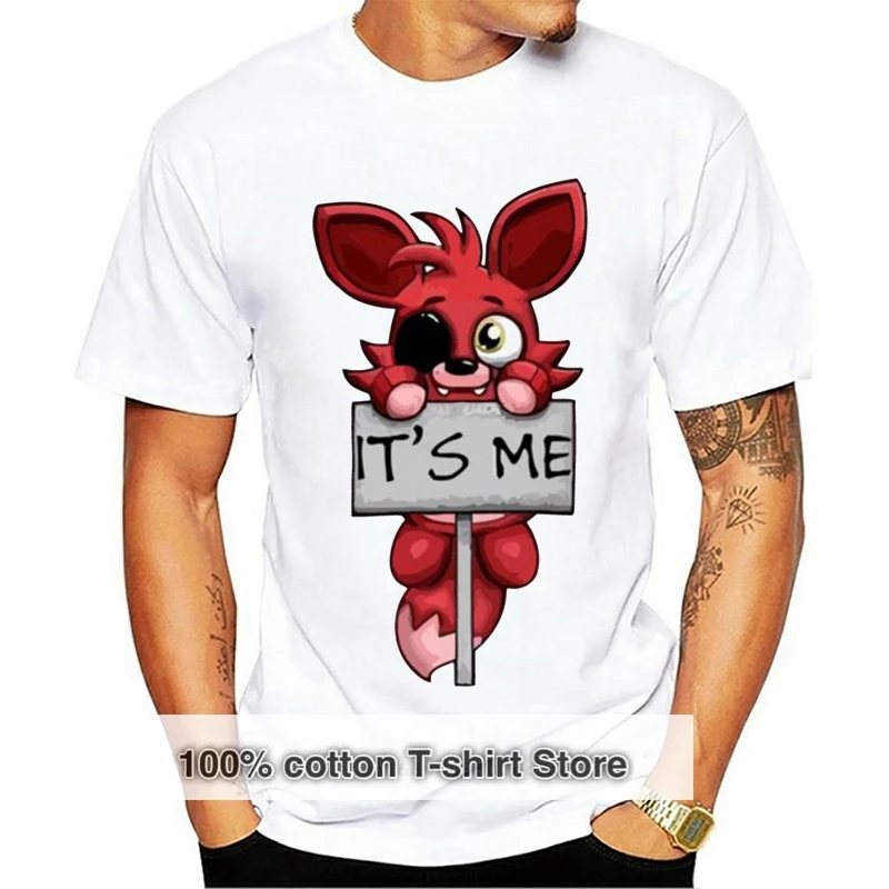 

Kawaii FNAF Plush Foxy Men T Shirt Summer Hip Hop t shirt Pre-Cotton O-Neck tshirt Man Children kids Brand Clothing Teenage Boys