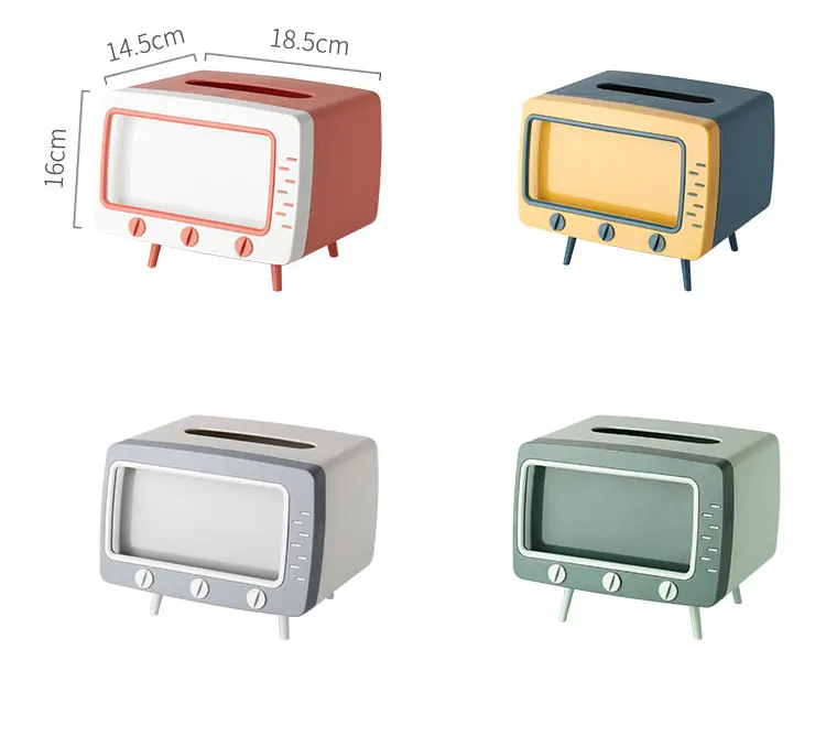 

Creative 2 In 1 TV Tissue Box Desktop Paper Holder Dispenser Storage Napkin Case Organizer with Mobile Phone Holder