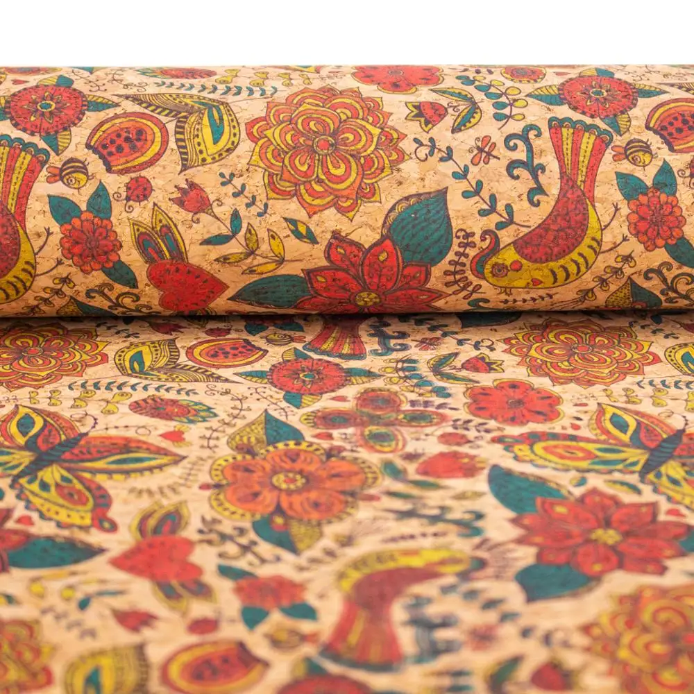 Butterfly and flower Cork fabric COF-306 | Украшения и аксессуары
