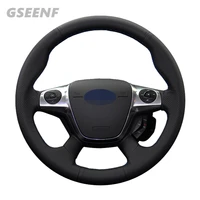 for ford kuga escape 2016 2013 focus 3 2014 2012 car steering wheel cover wearable black hand stitched genuine leather