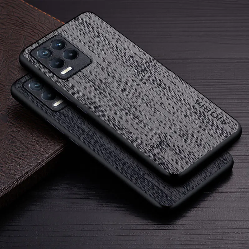 case for oppo realme 8 pro 8s 5g 8i funda bamboo wood pattern leather phone cover luxury coque for oppo realme 8 pro case capa free global shipping