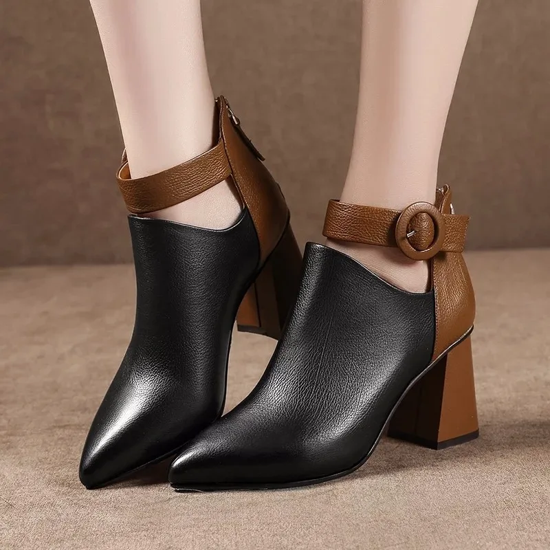 

New Autumn Early Winter Shoes Women Boots Fashion Ladies High Heels Boots Pointed toe Woman Party Shoes Women Ankle Boots