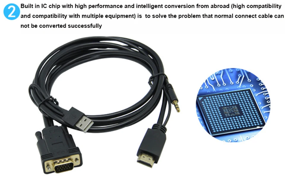 VGA к HDMI кабель с аудио USB источник питания 1080P VGA HDMI адаптер конвертер мужчин и мужчин для ноутбук с HDTV проектор Ps3 Xbox