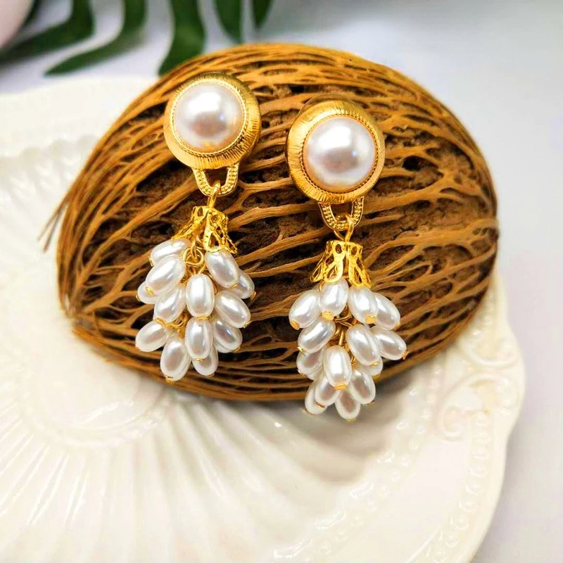 

2021 New Earrings Korean Style Artificial Pearl Tassel Fairy Fashion 925 Silver Needle