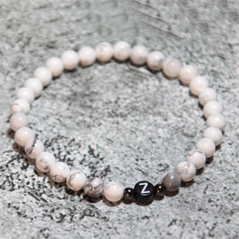 Мужские и женские браслеты Noter черные белые из натурального камня с надписью