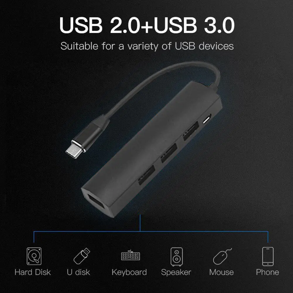 

Adapter Aluminum Alloy Four-in-one Usb Hub Mini Portable Durable Multi Port Extension Usb3.0 Type-c Converter for Pc Computer