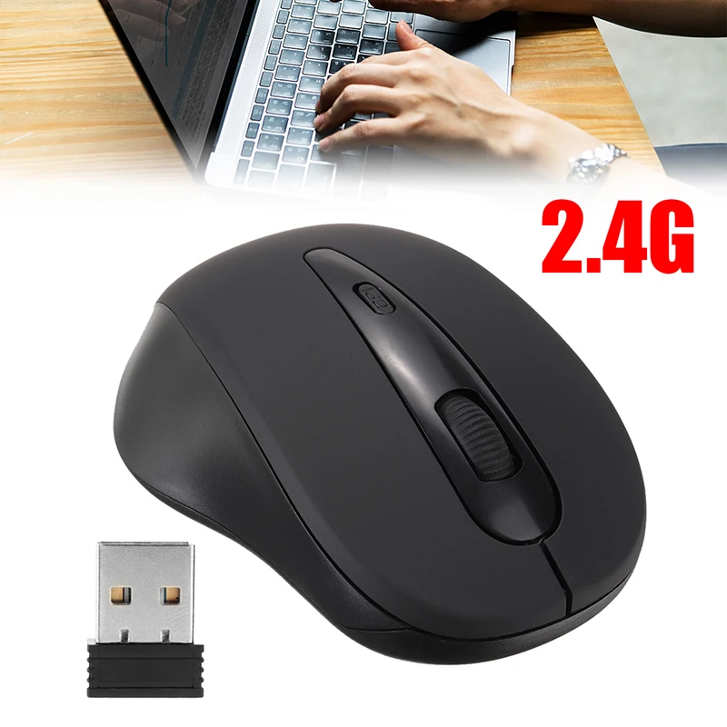 Черная Беспроводная USB мышь 2 4 ГГц 3 кнопки беспроводной ключ оптическая для
