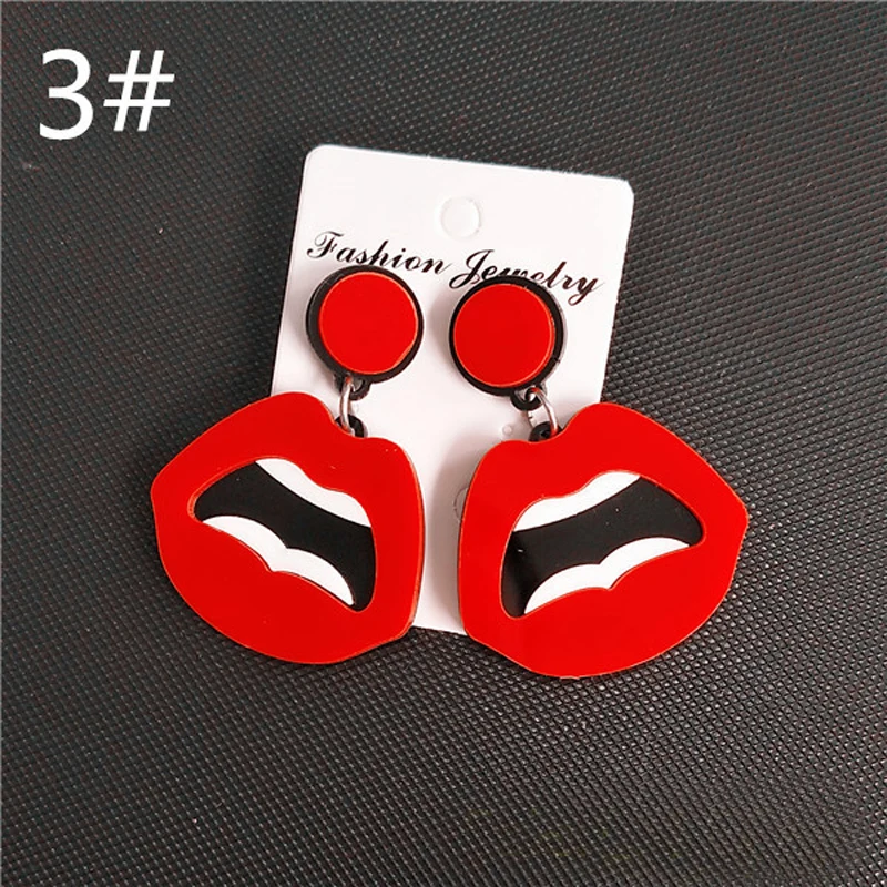 1 пара новые творческие личности акриловое волокно в виде красных губ Рот серьги
