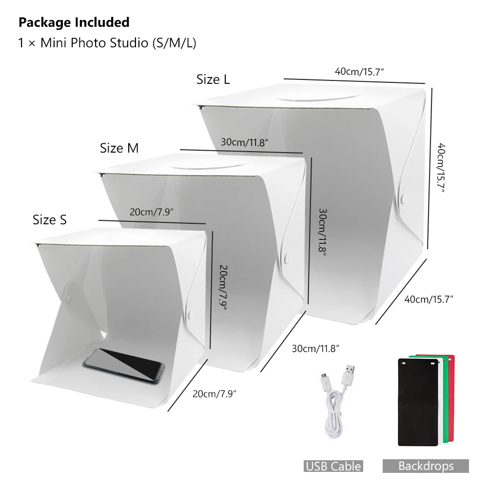 30x30x30cm LED Folding Lightbox Portable Photography Photo Studio Softbox Brightness Light Box For DSLR Camera Tabletop Shooting |