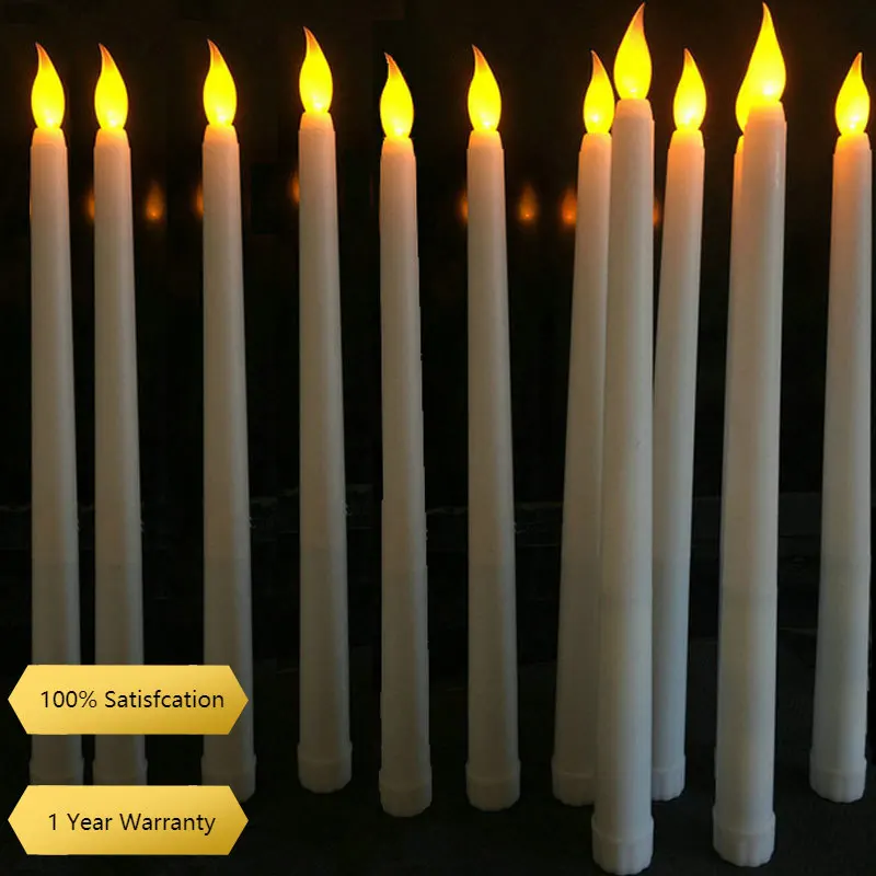 

12 Yellow Flickering Remote LED Candles,Plastic Flameless Remote Taper Candles,bougie Led forParty Decoration Candle Making