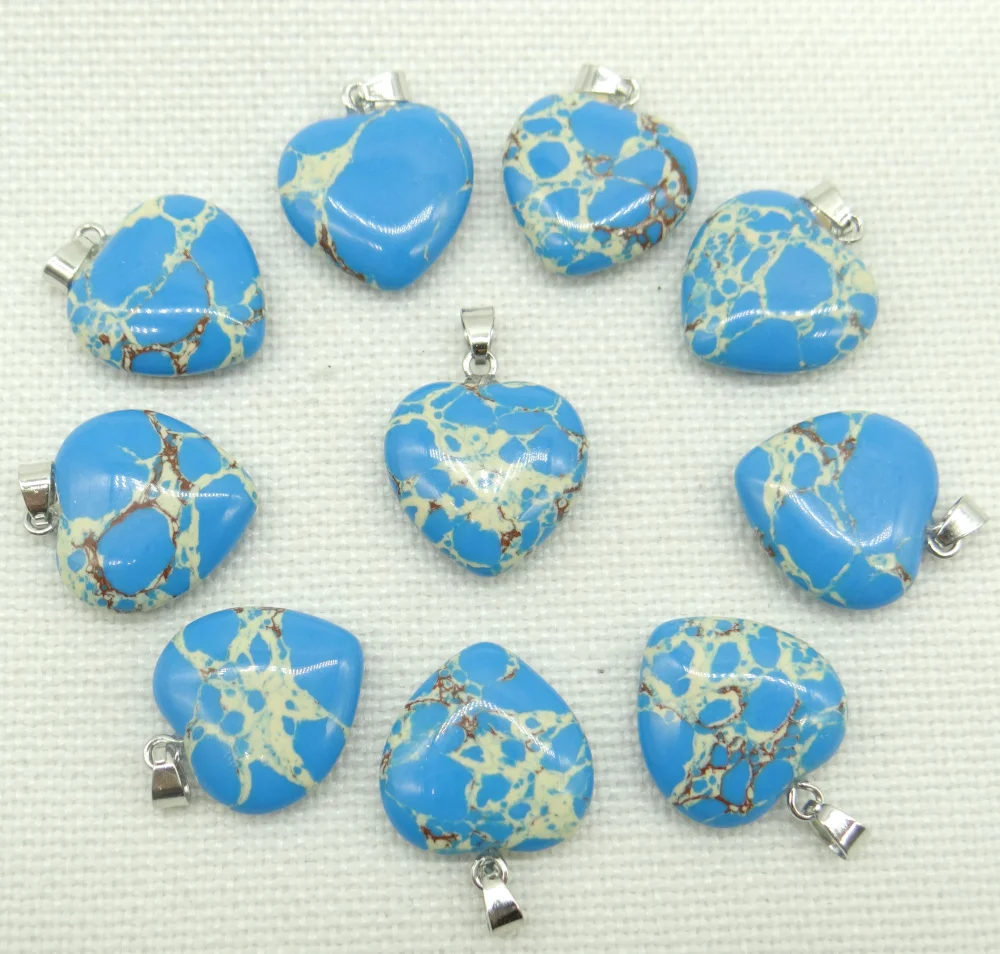 

Natural Gem Stone Quartz Crystal lapis lazuli Sodalite Charms Heart Pendants DIY Jewelry Making Necklace Men Women Gift 24Pcs