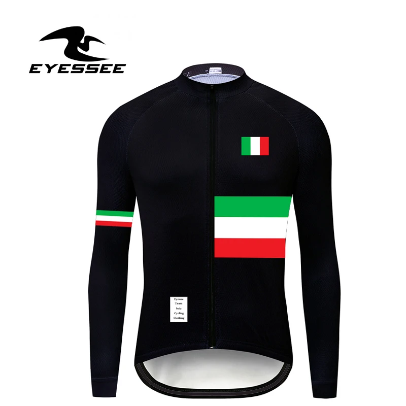 Итальянская Джерси для велоспорта EYESSEE мужская легкая ткань с длинным рукавом
