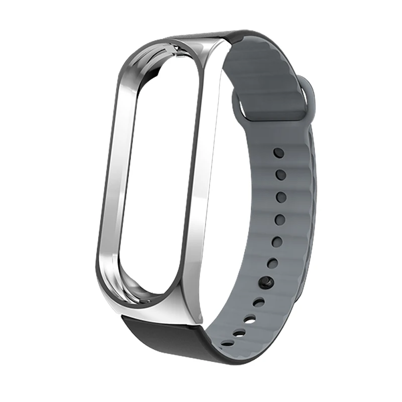 Mi Band 4 ремешок спортивный силиконовый браслет на запястье mi band 3 ремешок металлический чехол Замена mi Band 4 браслет для Xiaomi mi ремешок 3 - Цвет: black Silver Mi4 3