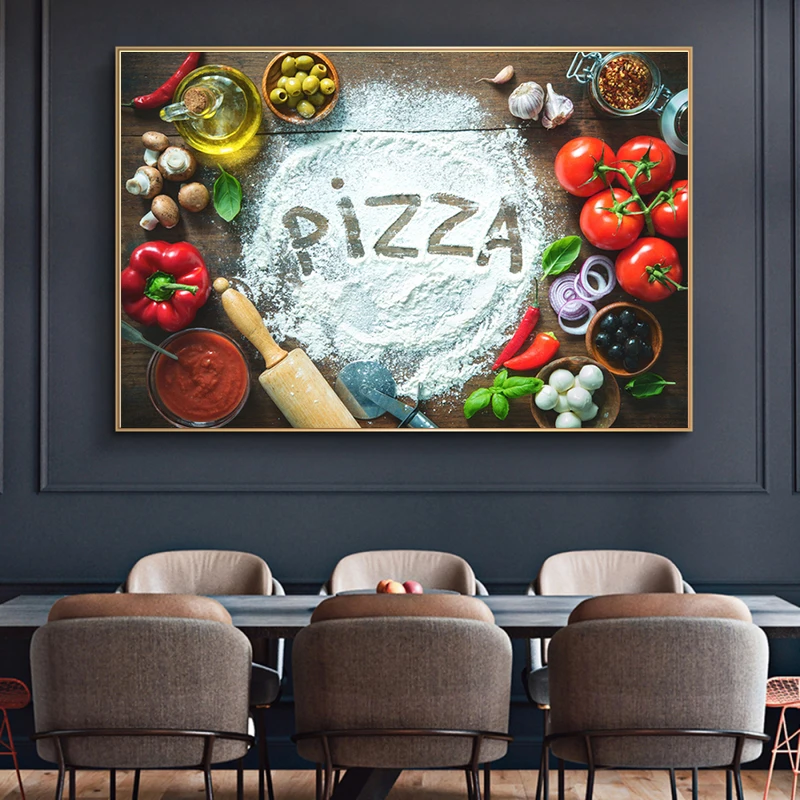 

Kitchen Printing Painting Art Wall Painting Pizza Painting Food Art Modern Picture Seasoning Poster Living Room Decoration