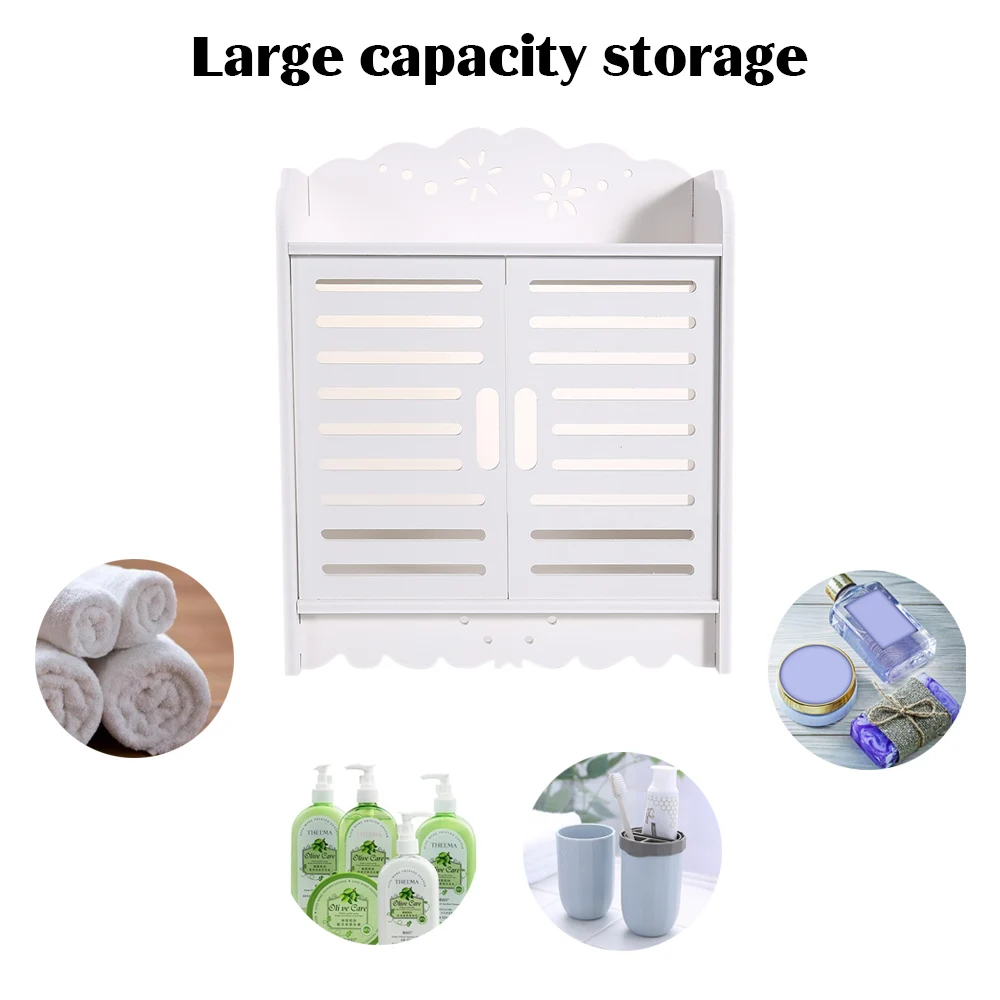 

Bathroom Cabinet Wall Mounted Bathroom Wall Cabinets with Doors Space Saver Wood-Plastic Cupboard Shelf Cosmetic Storage Rack