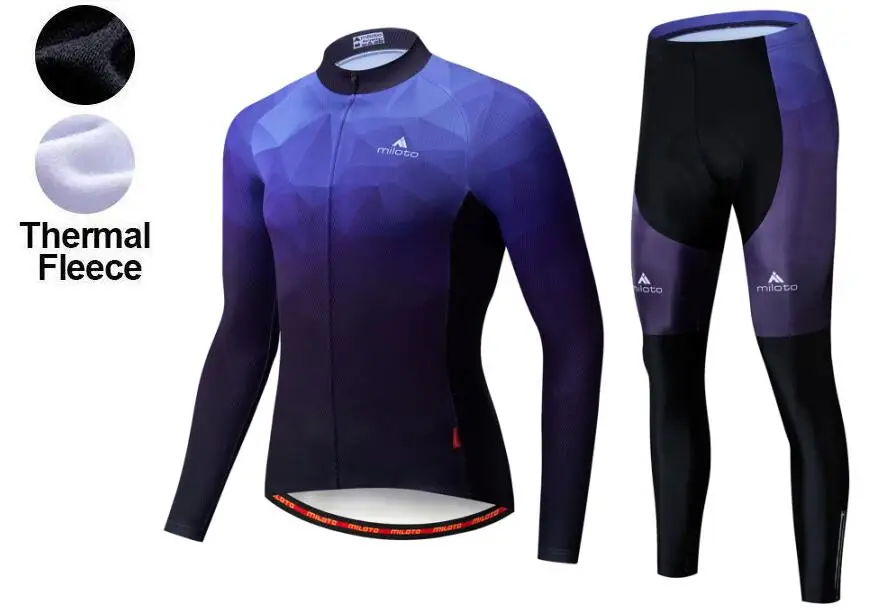 2021 Синий Профессиональный комплект зимней велоодежды с длинным рукавом