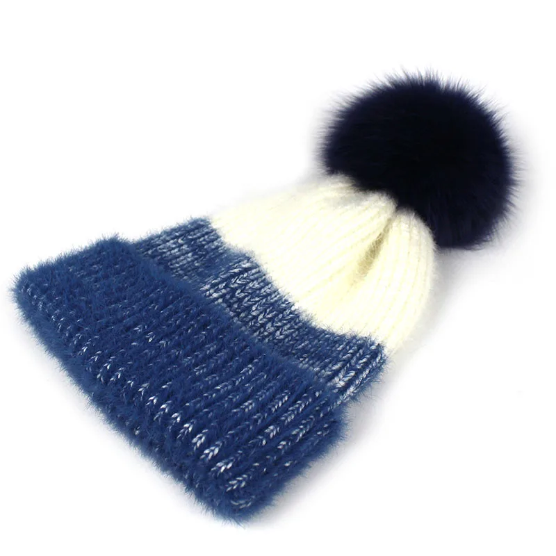 Женская зимняя шапка с помпоном из натурального Лисьего меха | Аксессуары для