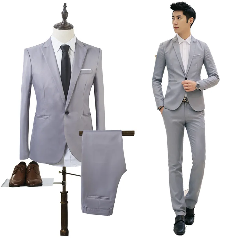 

Mens Suits Groom Tuxedos Spring Autumn Youth Student Leisure Two Pieces Suit Slim Fit Best Man Suits (Jacket+Pant) 6XL Wholesale