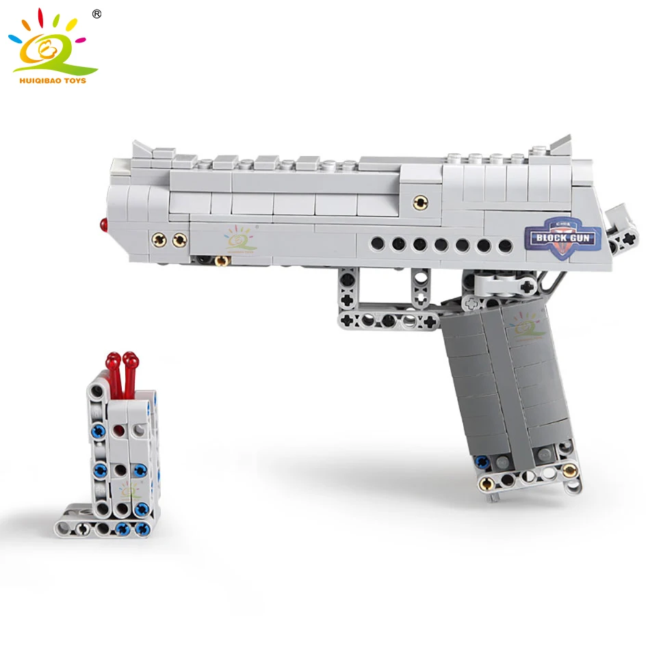 

HUIQIBAO 307Pcs Tech Desert Eagle Gun Building Blocks Military Weapon City Pistol Handarm Shooting Bricks Toys Children Gifts