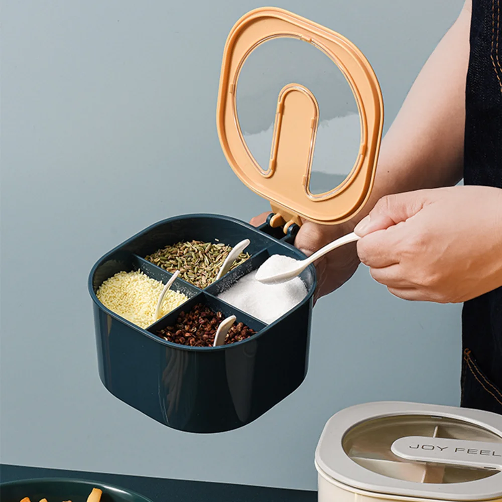 

2021 New Nordic Style Plastic Spice Storage Organizer Salt And Pepper Shaker Seasoning Box