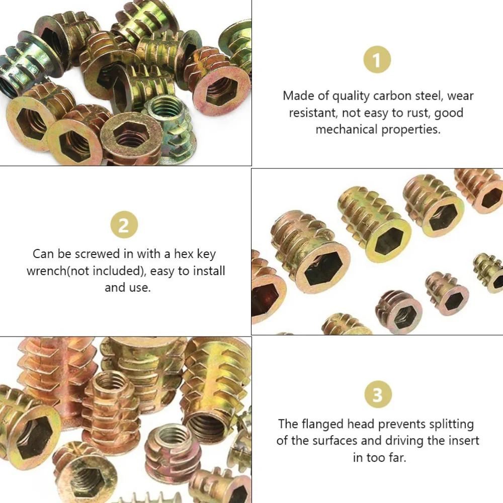 460 шт. резьбовые вставки с шестигранным хвостовиком фиксирующие деревянные
