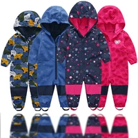 soft shell childrens jumpsuit boys and girls conjoined romper jumpsuit habercoat warm waterproof windproof composite fabric