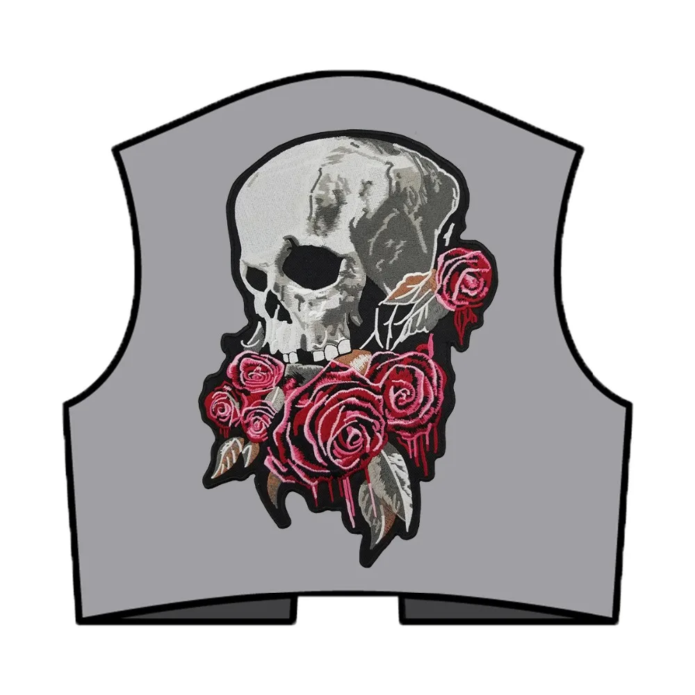 Нашивки с вышивкой в виде черепа розы Железная Ткань большого размера для езды на